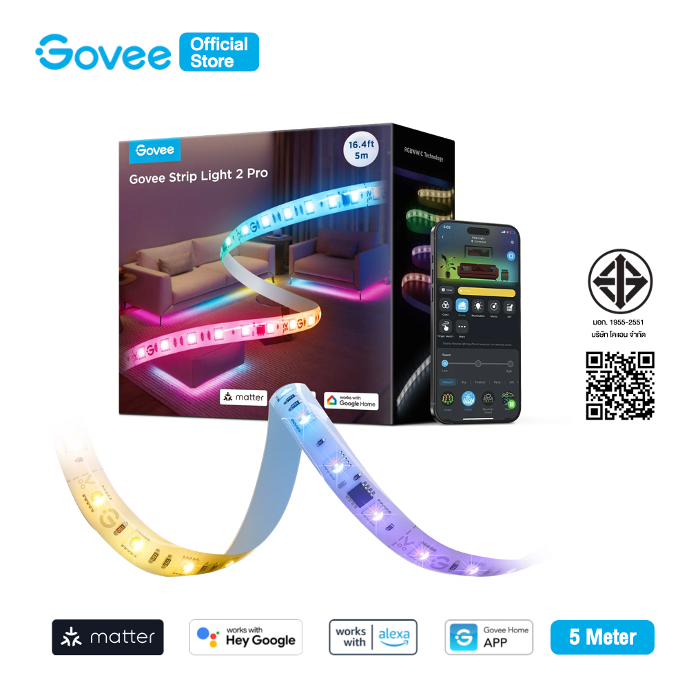 Govee Strip Light 2 Pro ไฟเส้น RGBIC รองรับ Matter ซิงค์สีอัจฉริยะ | Smart LED Strip