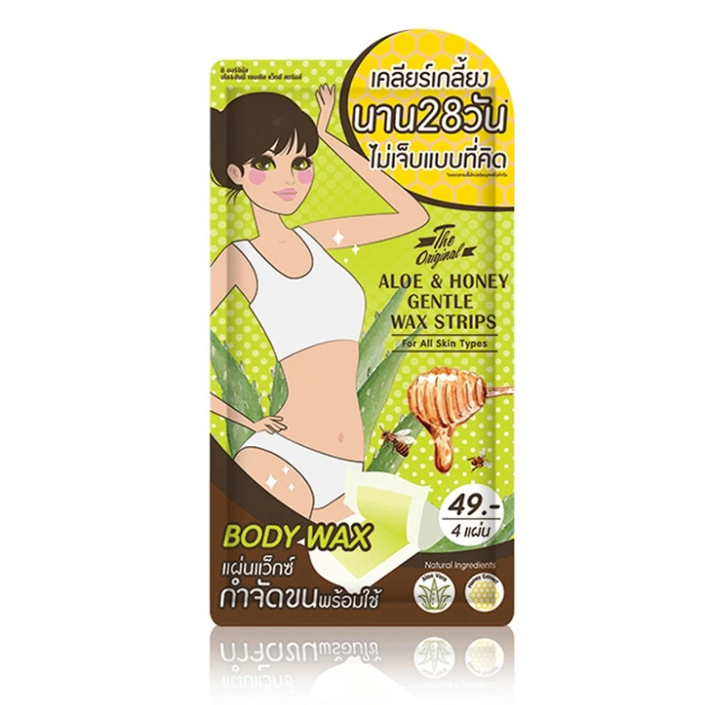 The Original Aloe & Honey Gentle Wax Strips 4 Sheet (ยกกล่อง6ซอง) ดิ ออริจินัล แว็กซ์ สตริบส์
