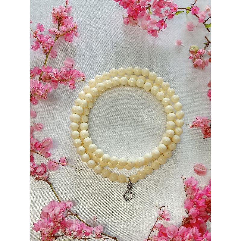 สร้อยประคำ108เม็ดขนาด10มม.พร้อมคาถามหาจักรพรรดิ(สีขาว, ชมพู, ชมพูขาว)​(ประคำเปล่าไม่มีพระ)​