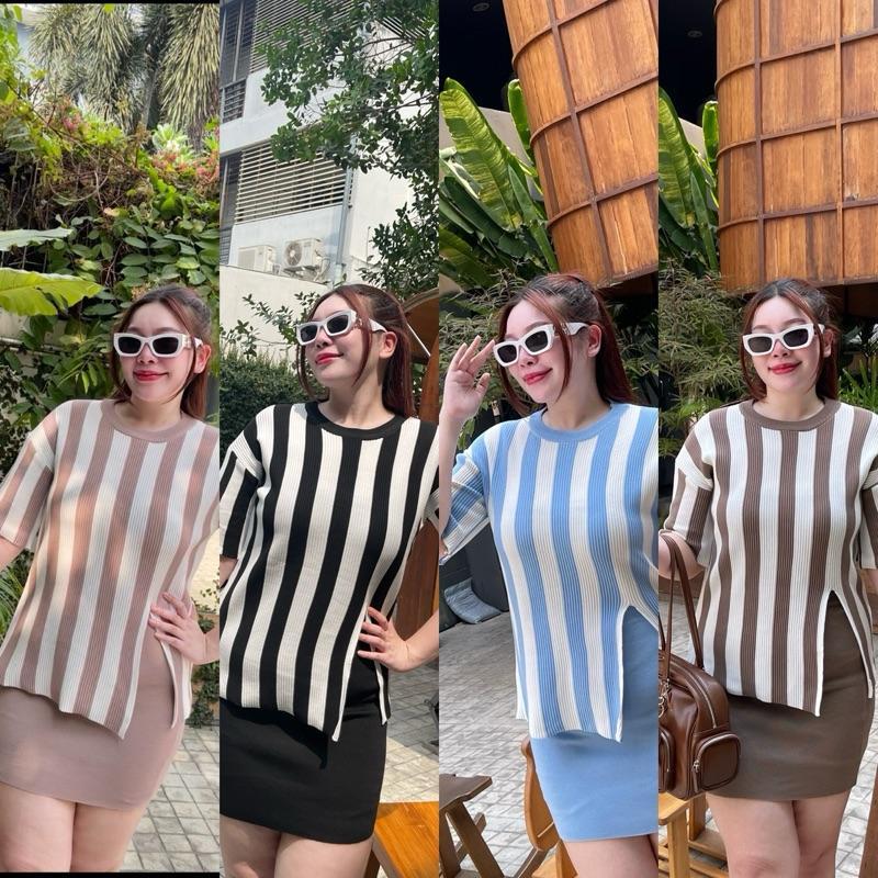 (S859) ชุดเซ็ตไหมพรมนิตผ้าร่องเนื้อหนานิ่มยืดเยอะ ใส่สบายไม่ร้อน + กระโปรงสั้นไหมพรม