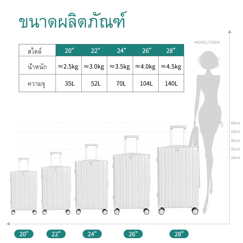 FASHION BUTLE กระเป๋าเดินทาง 20/22/24/26/28 นิ้ว |  Suitcase ขนาดเต็ม / หลายสี baggage luggage thumbnail 7