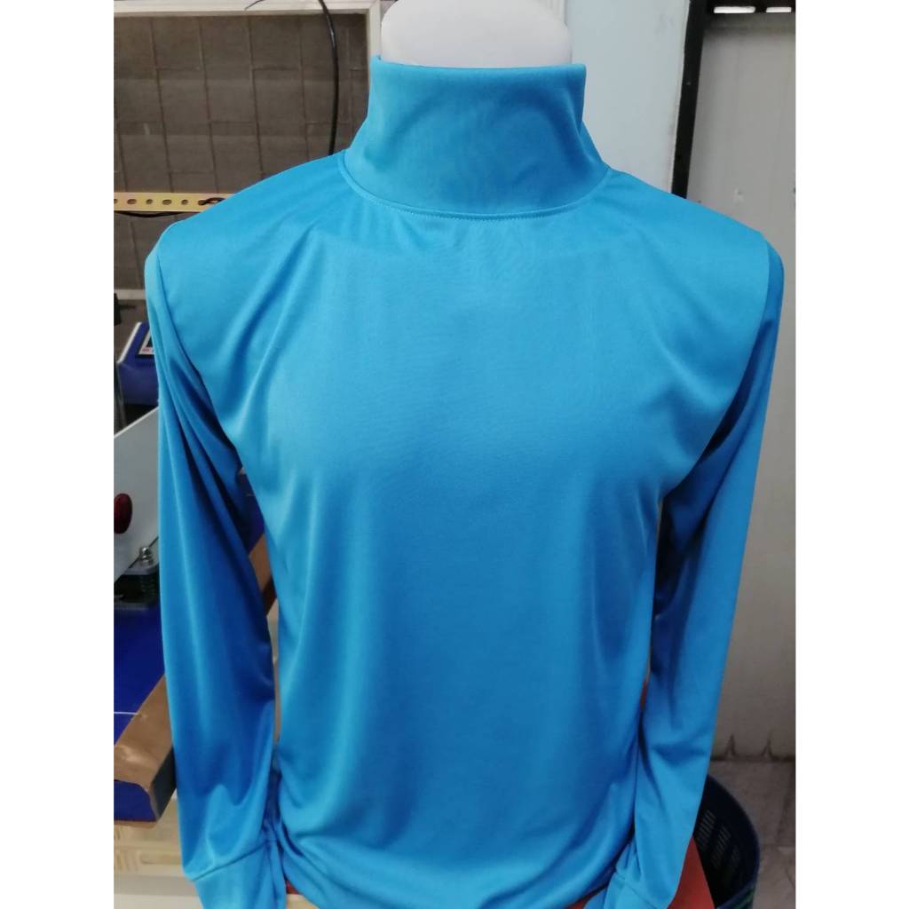 เสื้อแขนยาว คอเต่า ผ้าไมโคร สีฟ้า มีไซส์ M L XL 2XL