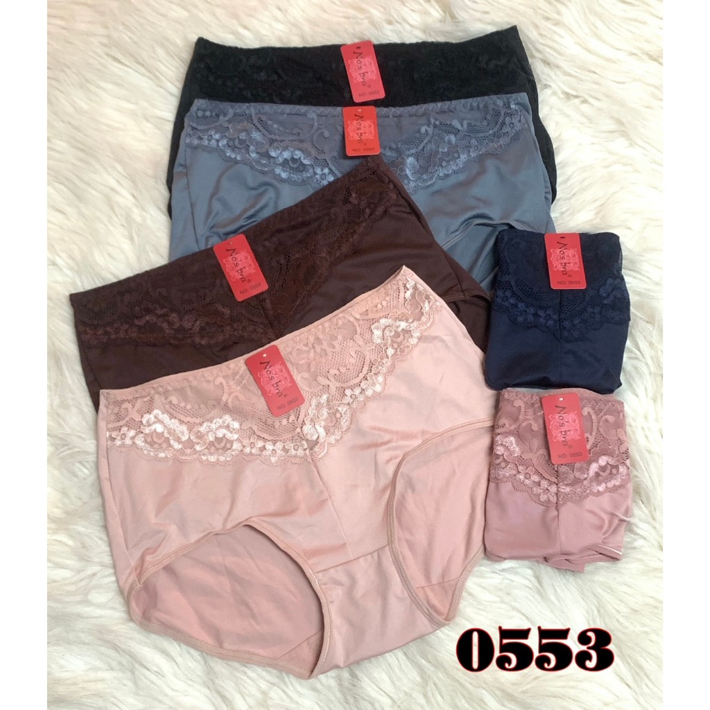 NO.0553 ยี่ห้อ No's bra Size:2XL กางเกงในเต็มทรงเก็บสะโพกเนื้อผ้านุ่ม แต่งลูกไม้สวยๆไม่สัมผัสผิวมีซับรองไม่คันใส่สบาย