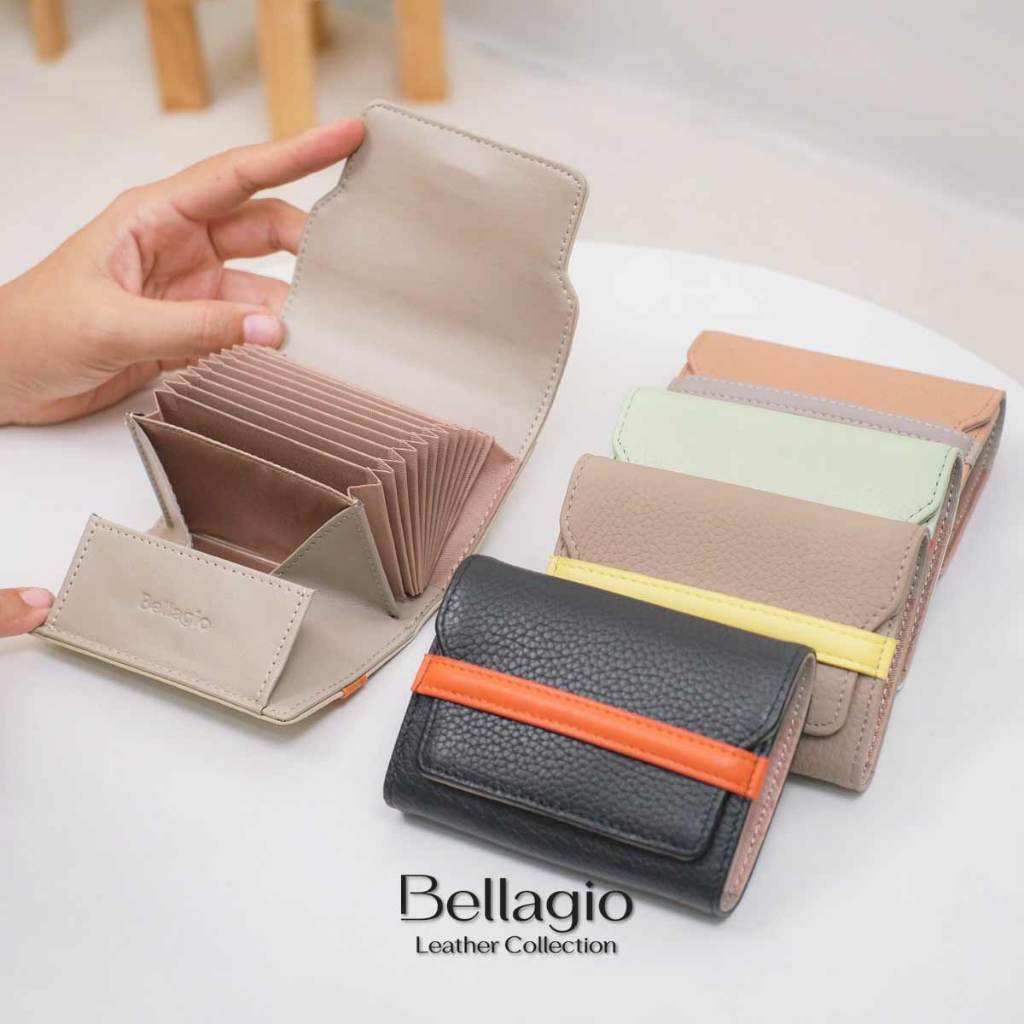 Bellagio รุ่น Chloe Wallet กระเป๋าสตางค์/เก็บบัตร หนังวัวแท้พรีเมียม (กระดุมแม่เหล็ก)