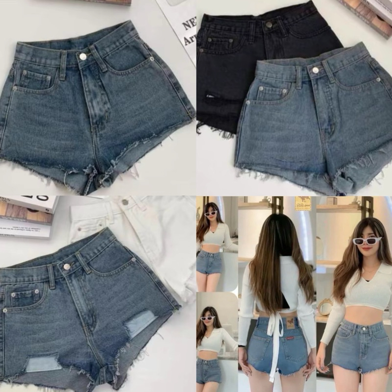 ป้ายBB Jeans พร้อมส่ง‼️ กางเกงยีนส์ขาสั้นเอวสูง ผ้าไม่ยืด รวมแบบงานกระแสยีนส์ BB