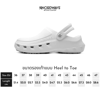 Nordways รุ่น NFLY รองเท้าหัวโต รองเท้าเชฟ ลำลอง กันลื่น ทน น้ำหนักเบามาก มีISO ขาว/ดำ/กรม Size36-47