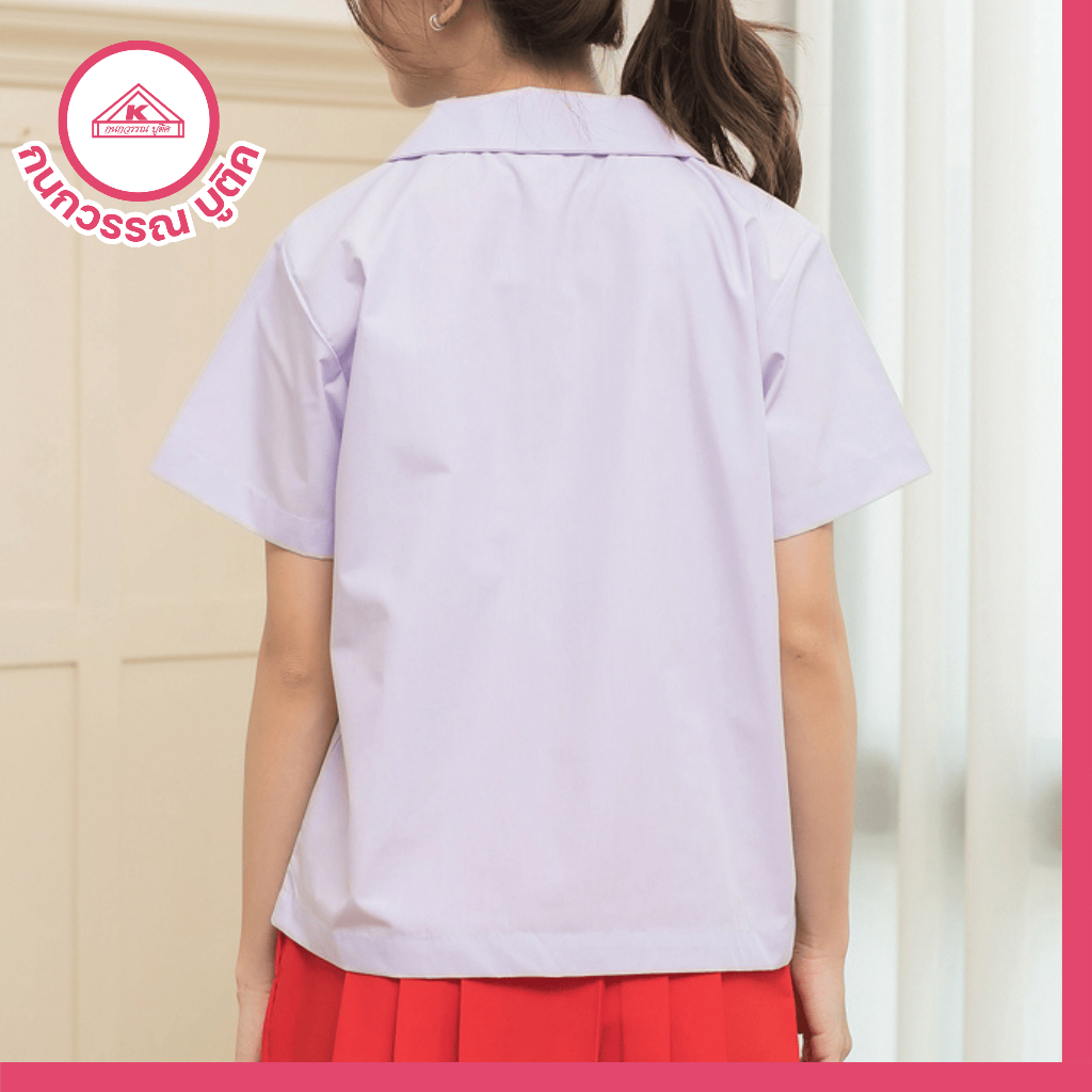 เสื้อนักเรียนหญิง คอบัวปล่อย ปักชื่อ,ตัวย่อ,จุดฯ ฟรี ! +รับปักโลโก้ - รูปที่ 4
