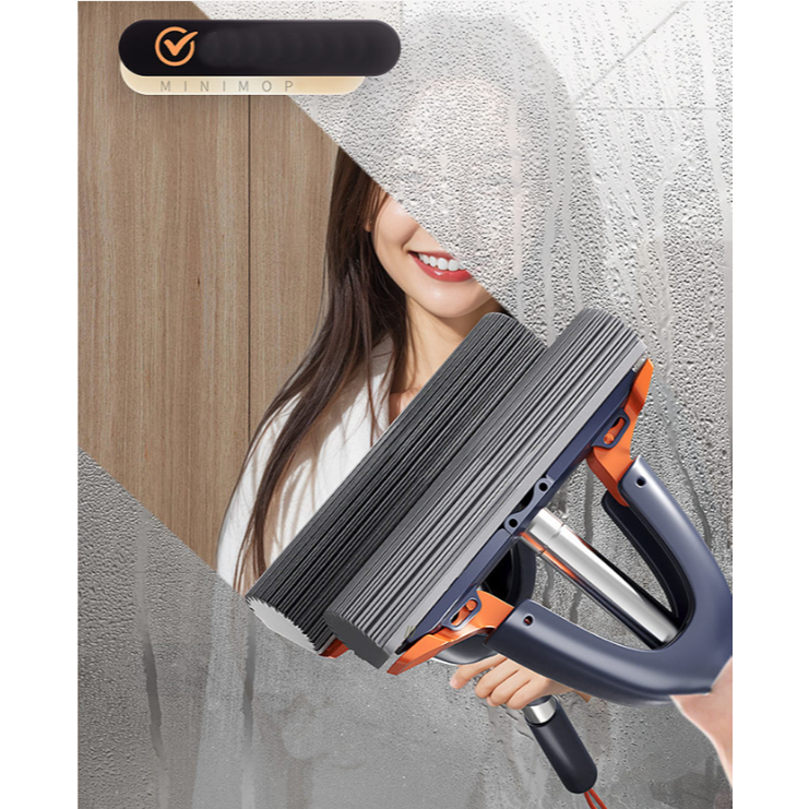 Sp Mini Mop ไม้ถูพื้น เช็ดกระจก ขนาดพกพา พร้อมฟังชั่นบิดน้ำในตัว HL 1719 1715