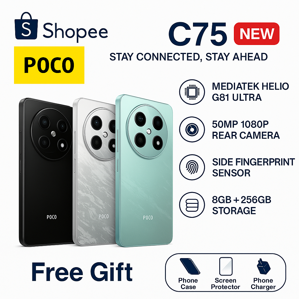 POCO C65/C75 5G โทรศัพท์มือถือ 8GB +256GB โทรศัพท์ MediaTek Helio G85 แบตเตอรี่ 5000mAh 90Hz