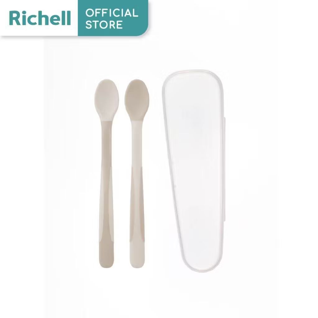 Richell ช้อนปลายนิ่ม-นิ่ม ช้อนซิลิโคน (สีครีม) อุปกรณ์ทานอาหาร​ ช้อนป้อนอาหารสำหรับเด็ก ช้อนกินข้าวเด็ก