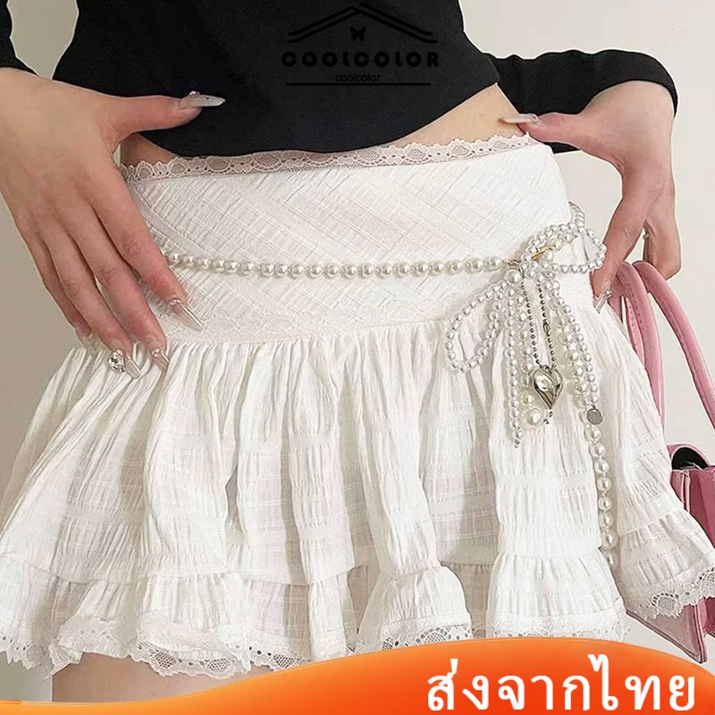 ในไทย💖 โซ่เอว จี้หัวใจ เข็มขัดมุกกุทัณฑ์แบบสบาย เอวแคบแฟชั่น หรูหรา เครื่องประดับตกแต่ง สายรัดเอวดีไซน์หรูหรา