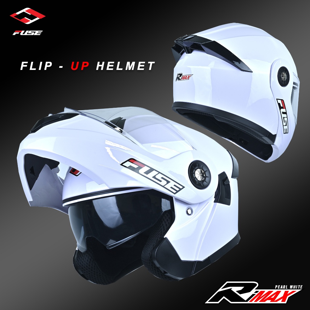 หมวกกันน็อค FUSE RIMAX  หมวกเต็มใบยกคาง มีแว่น2ชั้น สีดำกันแดด เอาขึ้นลงได้ ขนาดฟรีไซส์ ML (57-60 ซม