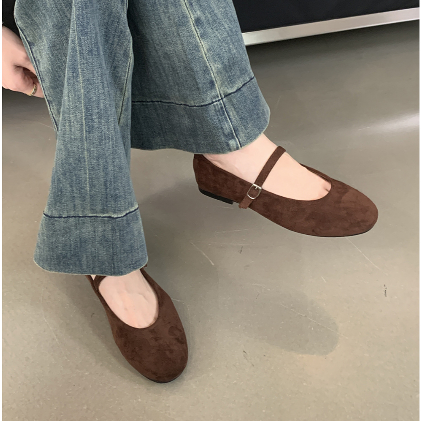 (พร้อมส่งจากไทย) รองเท้าแมรี่เจน หนังนิ่ม สีมอคค่า (MOCHA) รุ่น KAREN MARYJANE