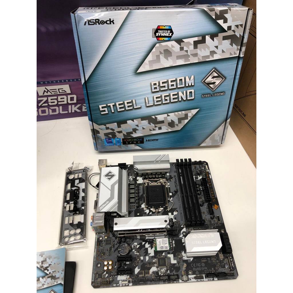 MAINBOARD (เมนบอร์ด) 1200 ASROCK B560M STEEL LEGEND + wifi มีกล่อง มีฝาหลัง ใช้งานปกติ ประกันร้าน