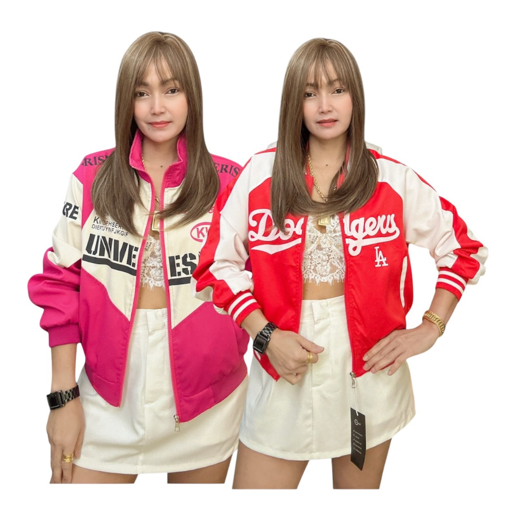 Jackets เสื้อแจ็คเก็ตผ้าร่มสกรีนลาย คอตั้งซิปหน้า มีซัปใน อกฟรีไซส์ รอบ อก 40-48ยาว22