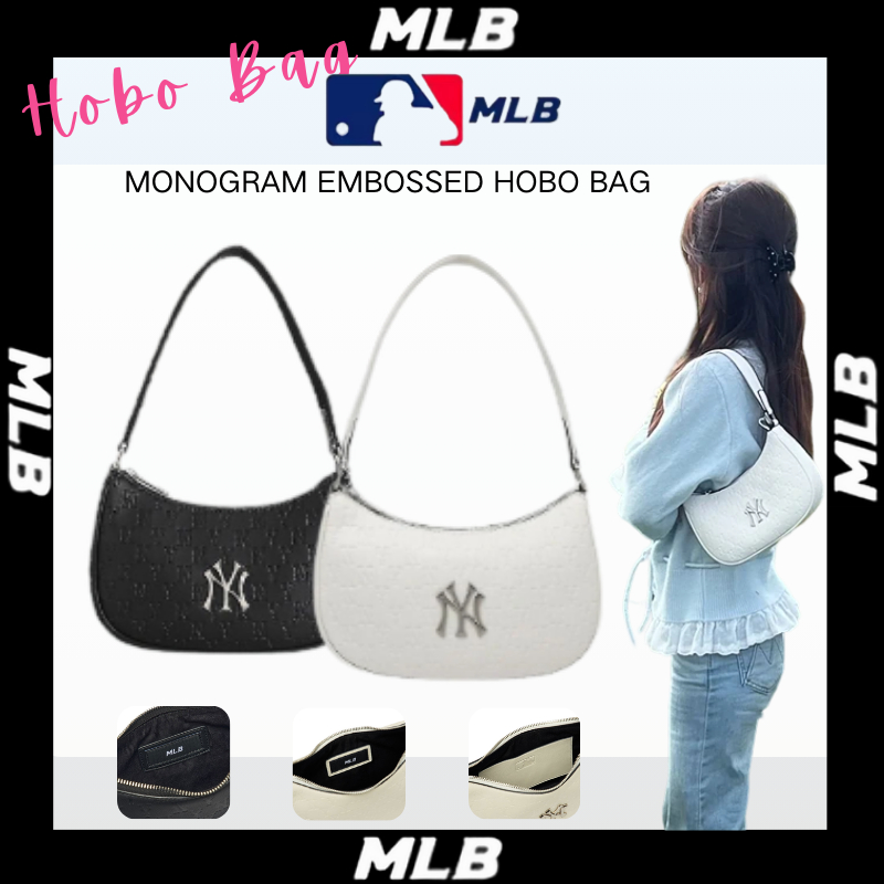 🔥พร้อมส่ง🚚MLB กระเป๋า MONOGRAM EMBOSSED HOBO BAG NY Shoulder Bags