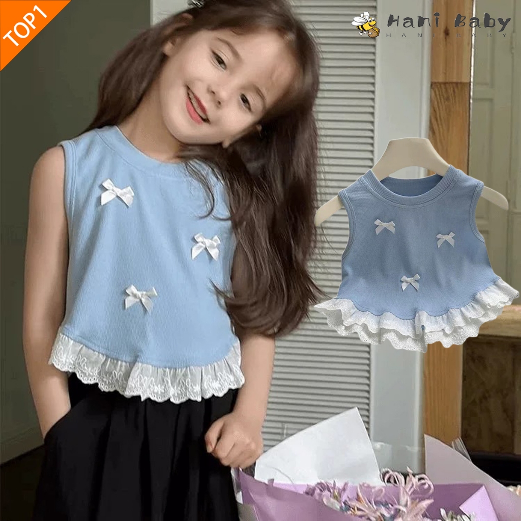 เสื้อกล้ามเด็กผู้หญิง เสื้อแขนกุดเด็ก สีดำสวยๆ ผ้านิ่ม ใส่สบาย สไตล์แฟชั่น ไซส์80-160