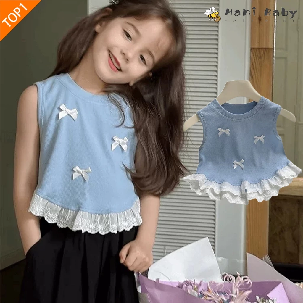 เสื้อกล้ามเด็กผู้หญิง เสื้อแขนกุดเด็ก สีดำสวยๆ ผ้านิ่ม ใส่สบาย สไตล์แฟชั่น ไซส์80-160