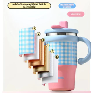 KoKuBa แก้วเก็บความเย็น สีสันสดใส แก้วแก้วแช่เย็นมีด้ามจับ ถ้วยฉนวนสแตนเลส 600ml แก้วสแตนเลส316