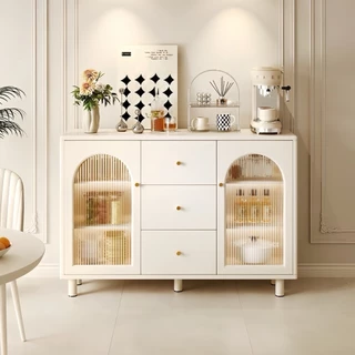 ตู้เก็บของอเนกประสงค์ Kitchen Cabinet ตู้ครัวมีลิ้นชักประตูกระจกอะคริลิค ดีไซน์สวยมินิมอล แข็งแรง