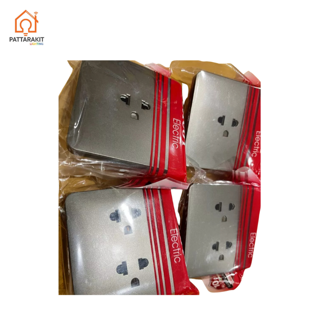 ชุดเต้ารับปลั๊กกราวด์คู่ (สีเทา) / FUJICUT / C86-3433