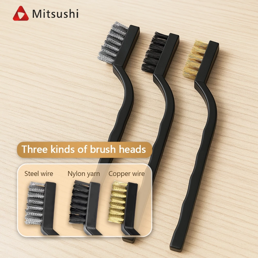 Mitsushi แปรงขัดสนิม 3 ชิ้น 7 นิ้ว ไนลอน+ทองเหลือง+สแตนเลส thumbnail 4