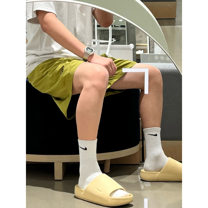 Nike Calm Slide Sandals ไนกี้ Brown/Light yellow/Black/Dark green รองเท้าแตะ
