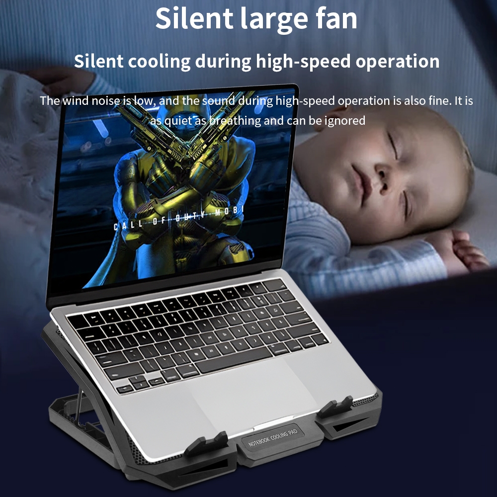 พัดลมโน๊ตบุ๊ค พัดลมรองโน๊ตบุ๊คระบายความร้อน แบบพกพา พัดลมรองโน๊ตบุ๊ค Laptop Cooling Pad