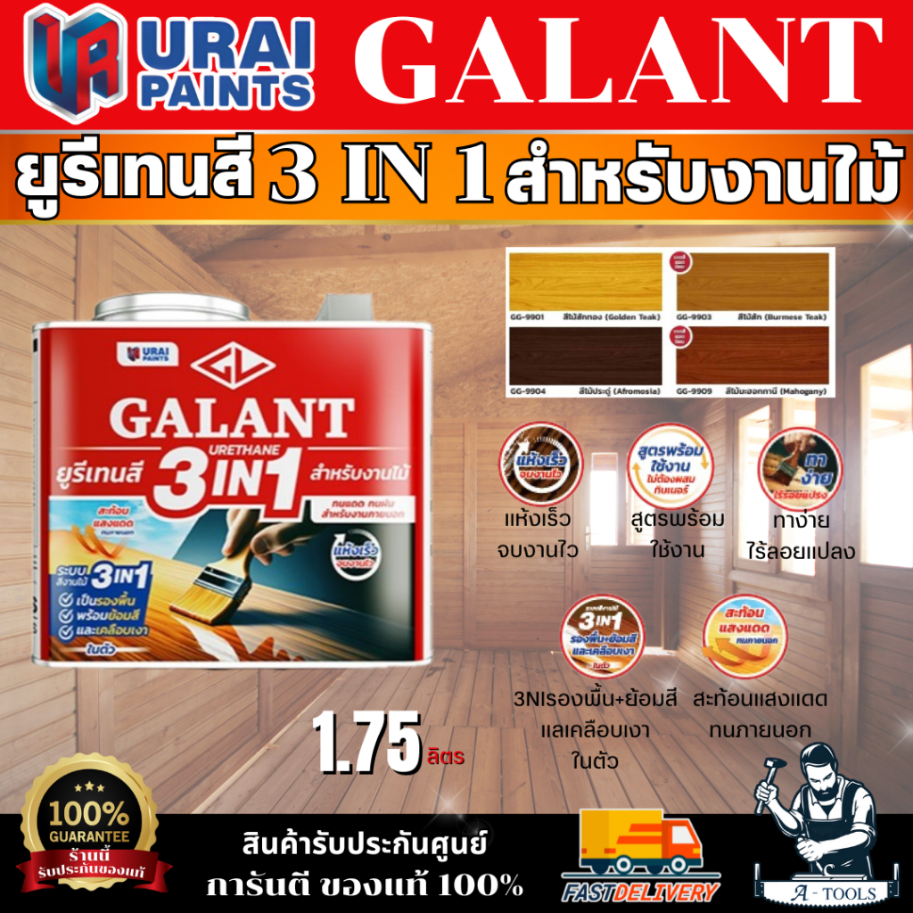 Galant 3in1 กาแลนท์ ยูรีเทนสี 3in1 1.75ลิตร GM-9800/GG-9901/GG-9003/GG-9904/GG-9909 สำหรับงานไม้ทุกชนิด **ของแท้**