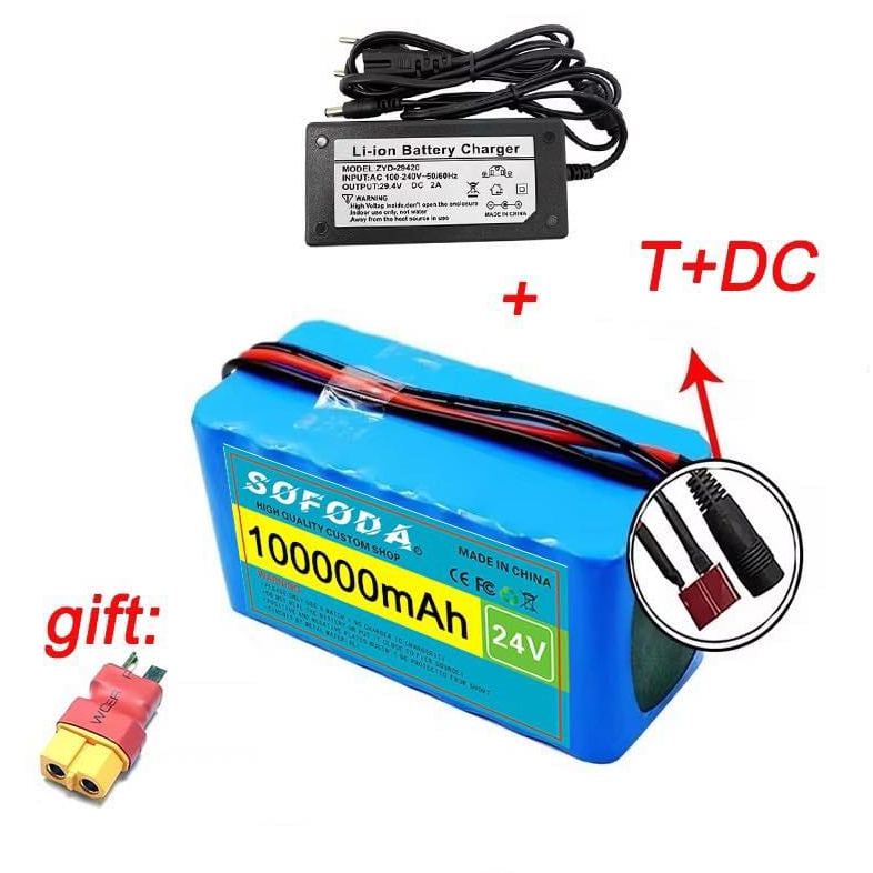 แบตเตอรี่ลิเธียม 24V  30AH/48AH/100AH แบต 1000W E-bike 29.4V BMS + charger  มอเตอร์ไซค์ไฟฟ้า  สกู๊ตเ