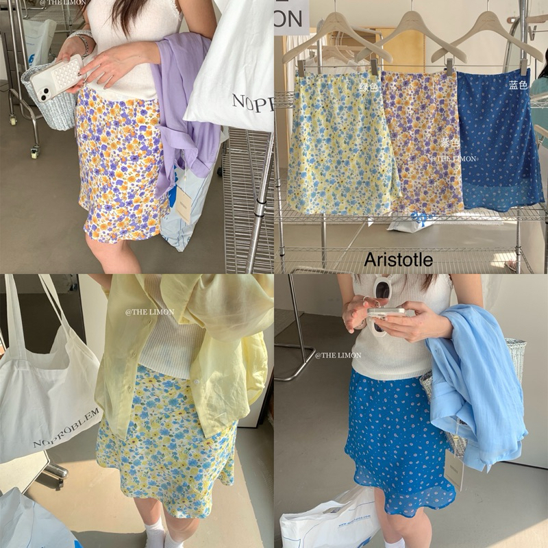 Summer skirt กระโปรงผ้าพริ้วลายดอก(จัดส่งฟรี)