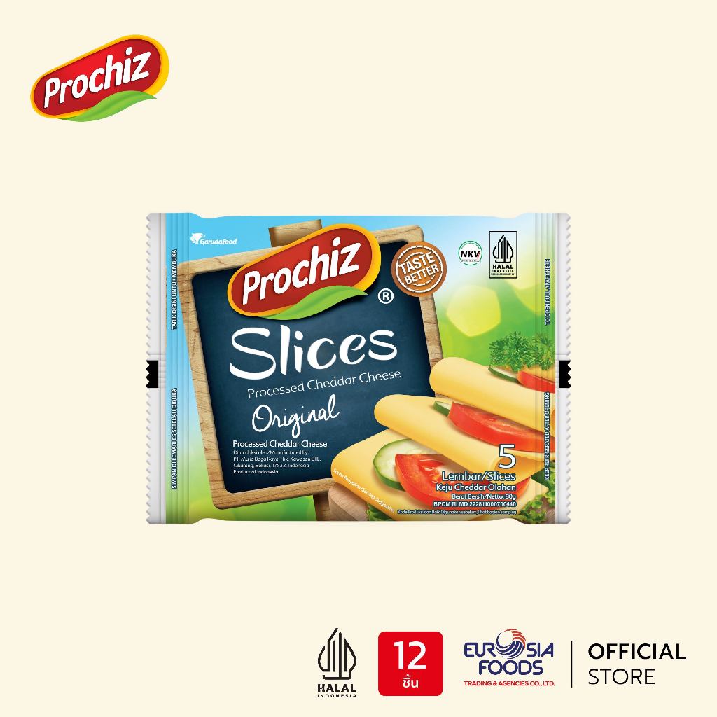 Prochiz Cheddar Slice 5 Slices โปรชีส - สไลซ์ 5