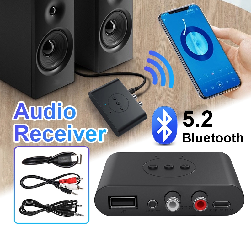บลูทูธ 5.2 เครื่องรับสัญญาณเสียง Bluetooth 5.2 สเตอริโอเพลงอะแดปเตอร์ไร้สาย สําหรับรถ