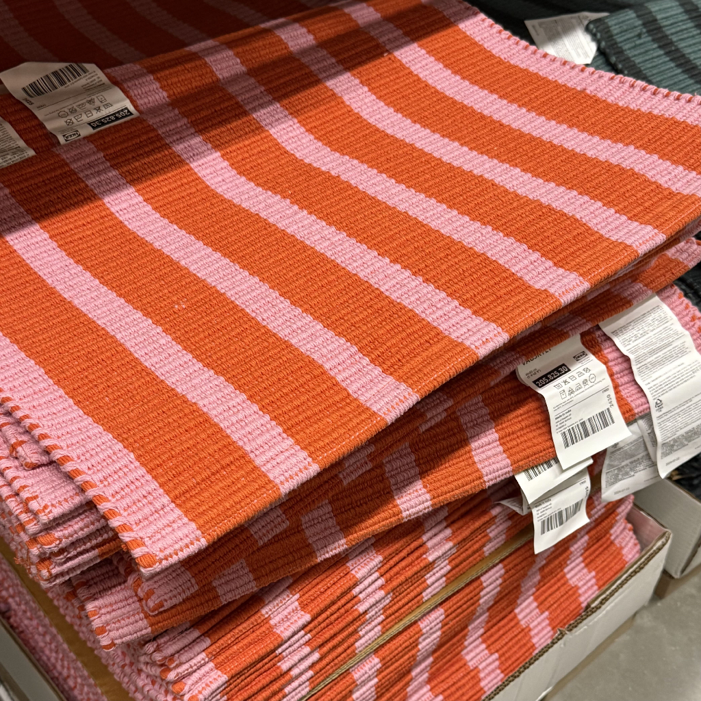 IKEA อิเกีย - พรมแต่งห้องอิเกีย ผ้า Cotton ลายทางชมพูส้ม (พร้อมส่ง) - รูปที่ 2