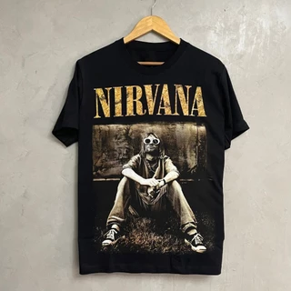 ผู้ชาย เสื้อยืด คอกลมNirvana ระบายอากาศ อเนกประสงค์ อ่อนนุ่ม ใส่สบาย สีดำ สีขาว POPtshirt ขนาด S-5XL