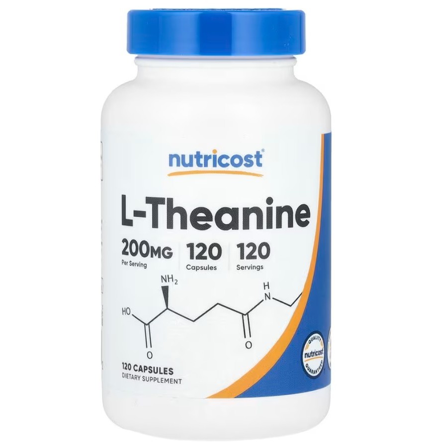 L-Theanine 200 mg 120 Capsules Nutricost แอล-ธีอะนีน ผ่อนคลาย สมาธิ l theanine