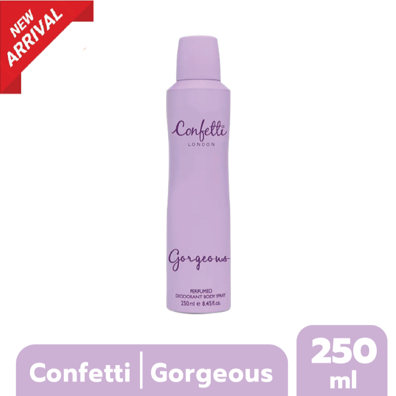 Confetti London Body Spray – Gorgeous 250ml / คอนเฟตติ ลอนดอน บอดี้ สเปรย์ – กอร์เจียส 250มล. ราคา ถูกที่สุด ดีลบีเคเค