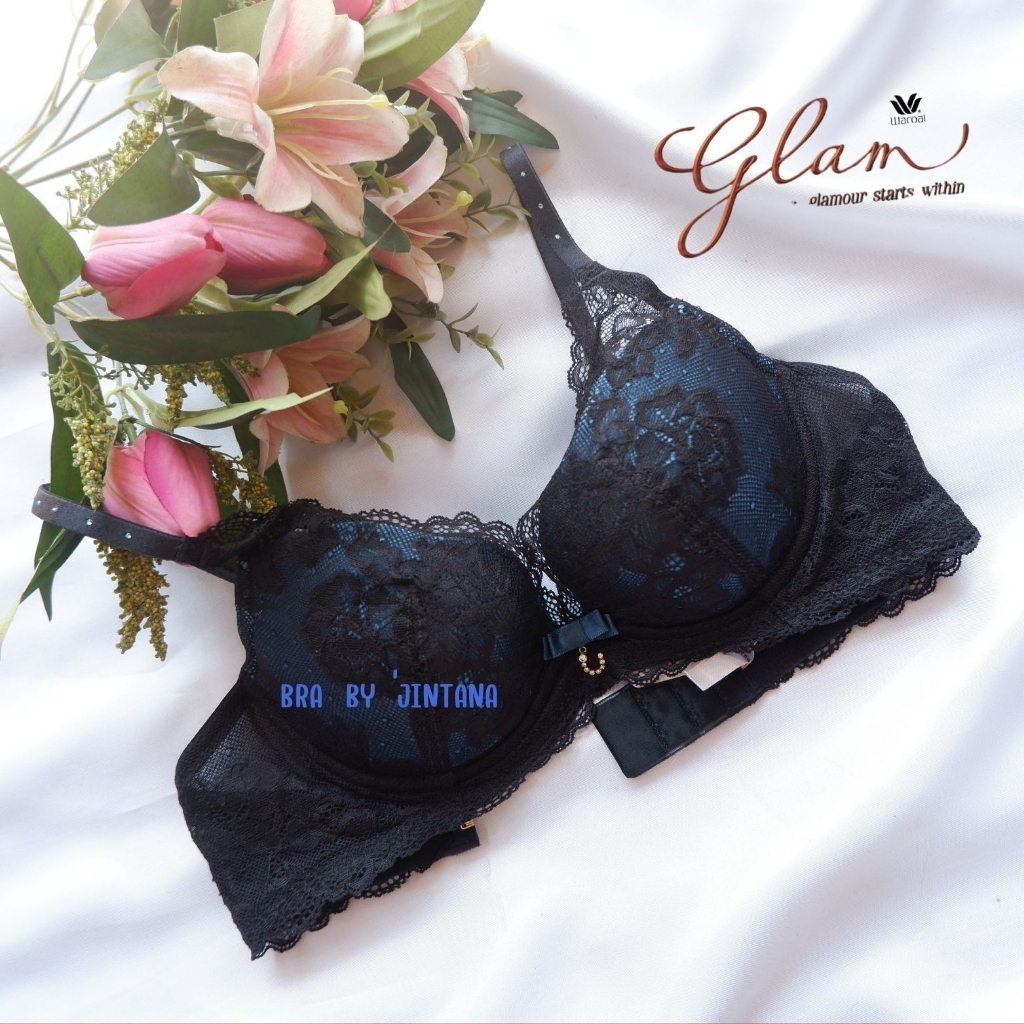 Wacoal Glam  WD3059  บราแต่งลูกไม้ ประดับเพชร