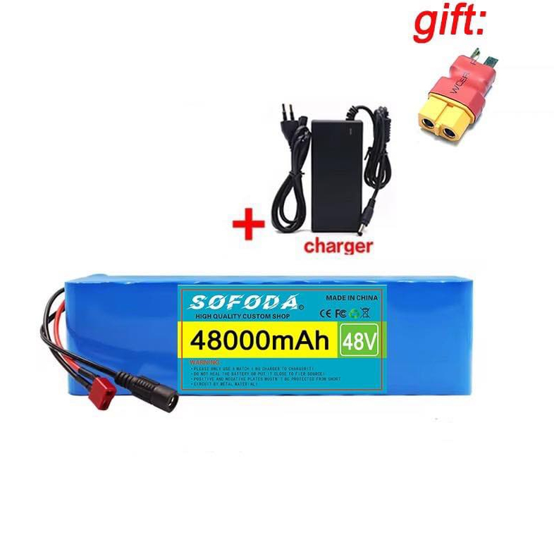 แบตเตอรี่ลิเธียม 48V 30AH/48AH/100AH  แบตเตอรี่ 1000W E-bike 54.6V BMS + charger แบตเตอรี่ไอออน Batt