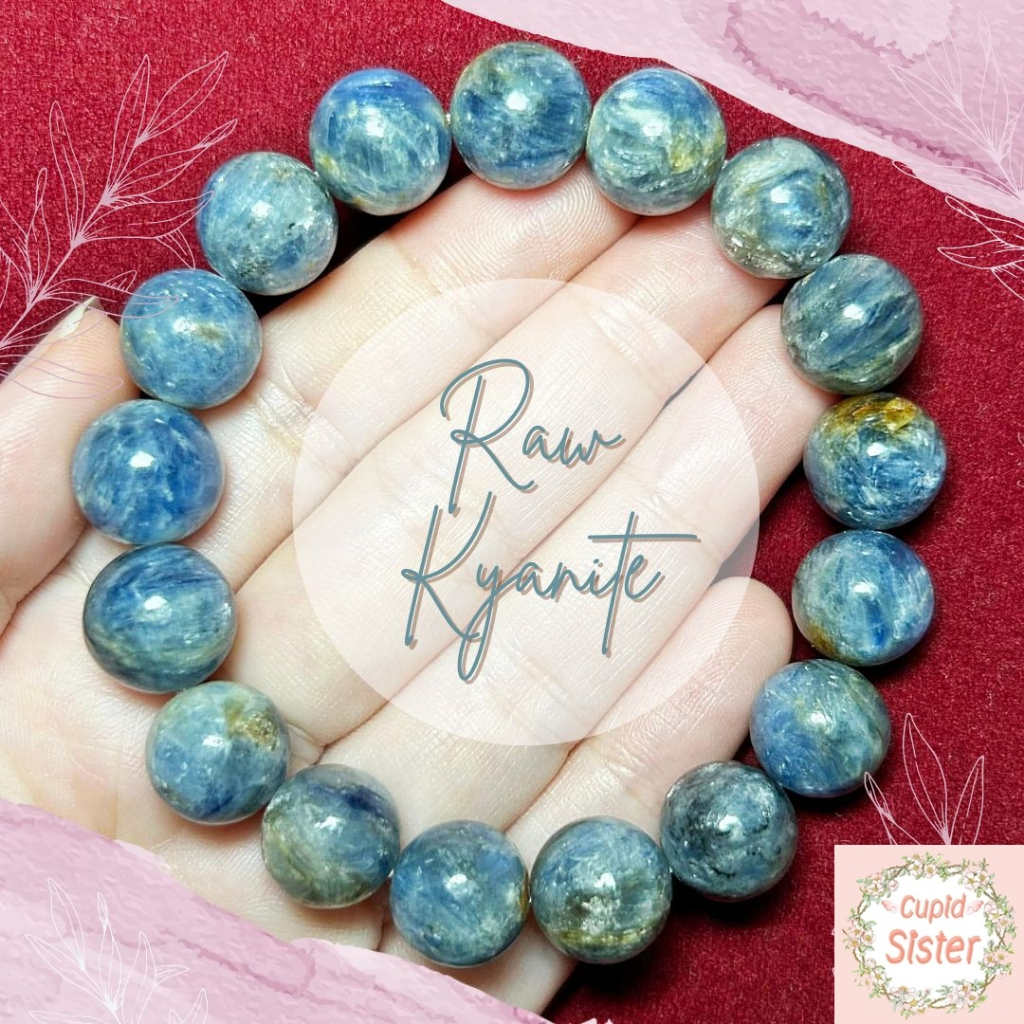 CupidSister สร้อยข้อมือหิน ไคยาไนต์ Kyanite ดิบสีธรรมชาติ (13)โทนฟ้าสวย เนื้อกึ่งใส  หินปลดหนี้ หินผ