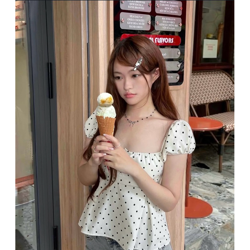 📍 พร้อมส่ง Remolacha.workshop ( Lillie Top ) Polka dot แบรนด์เวียดนาม (25-30days) 🇻🇳 อ่านด้านล่างก่อนสั่ง