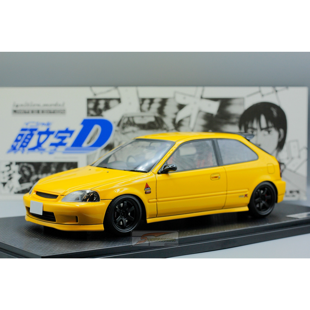 IGNITION MODEL 1/18 INITIAL D Honda Civic (EK9) Type R Yellow