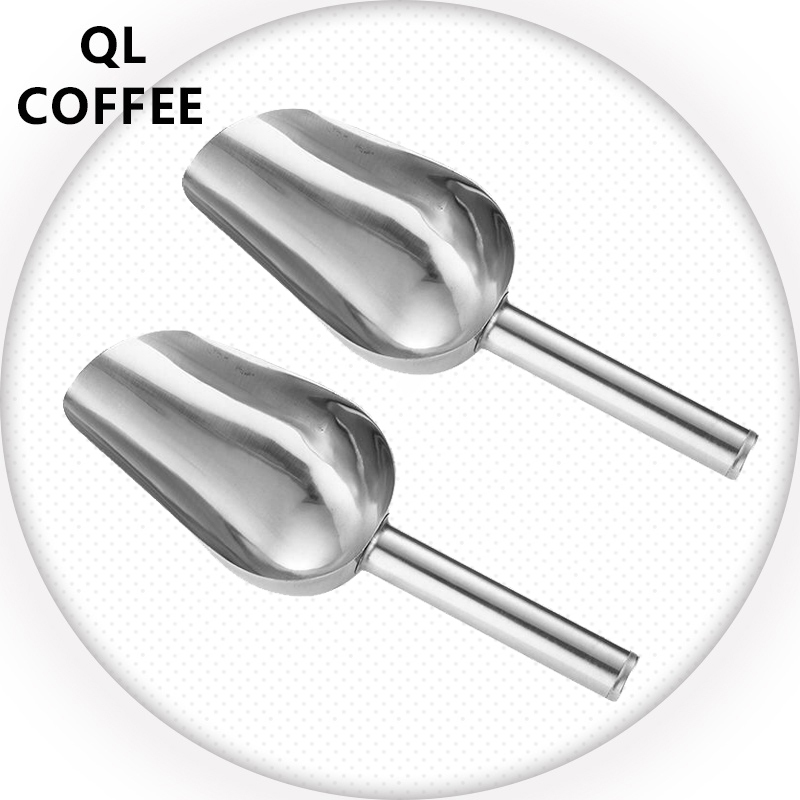ที่ตักน้ำแข็ง สแตนเลสแท้ 3ขนาดตักง่าย ใส่ตู้เย็นไม่กดขีด QL Coffee