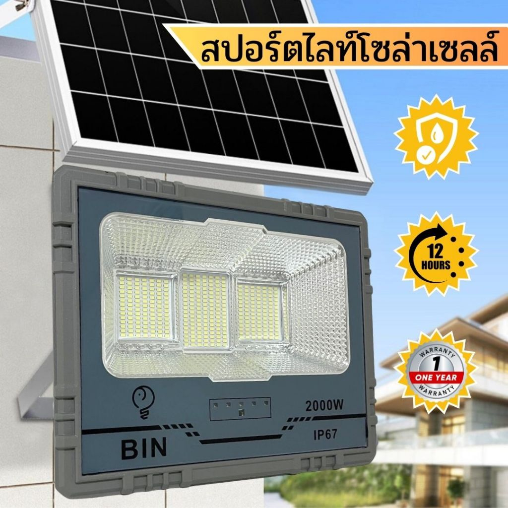 สปอตไลท์โซล่าเซลล์ รุ่นS04 กันน้ำ ทนทาน สว่างทั้งคืน รับประกันสินค้า 1 ปี