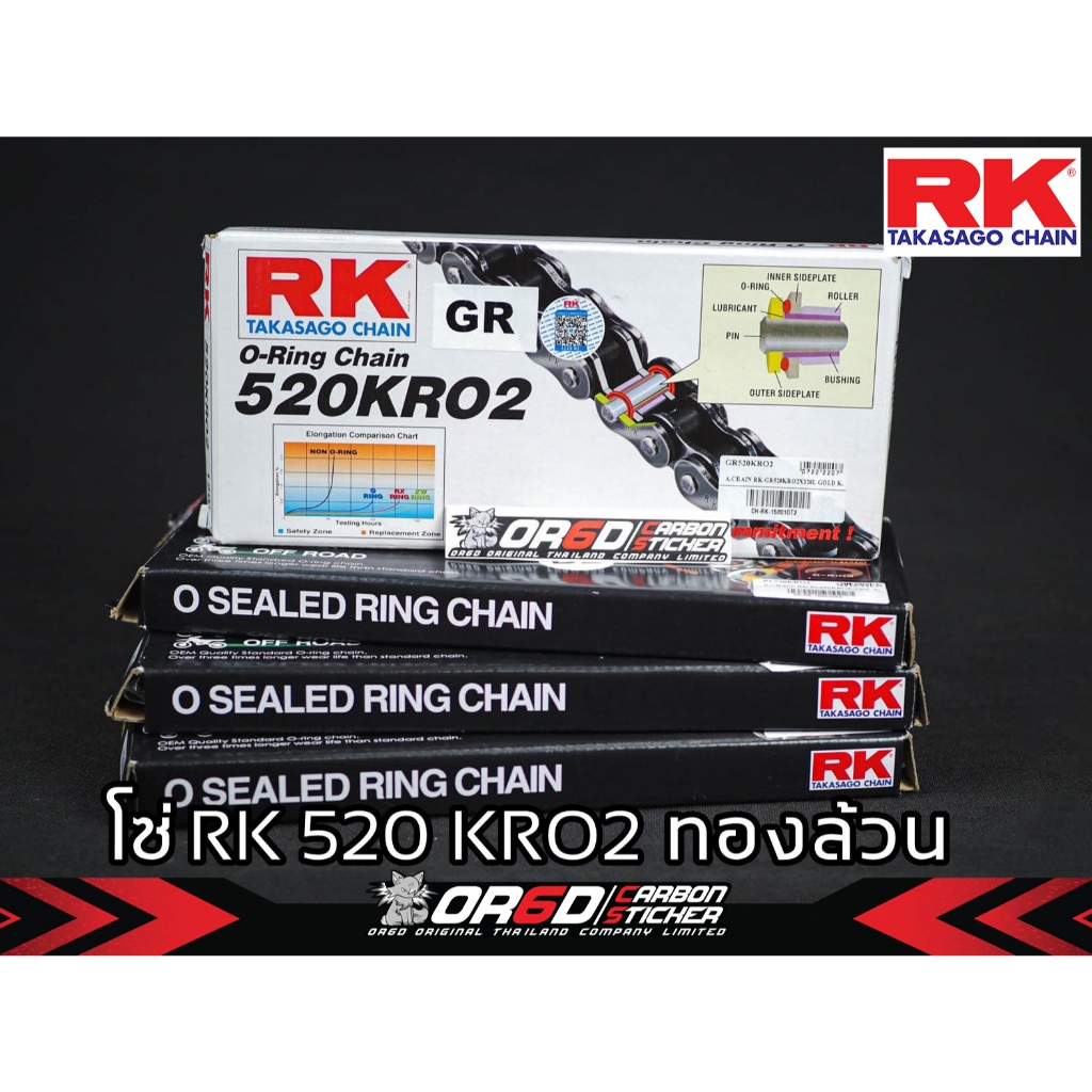 ชุดโซ่ RK 520 KRO2 สีทองล้วน (O-RING)