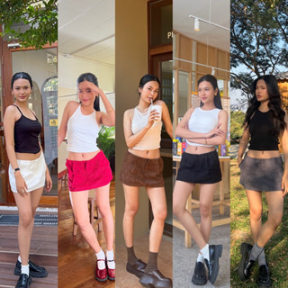 jenny skirt กระโปรง เอวต่ำผ้าลูกฟูกมีกางเกงด้านใน