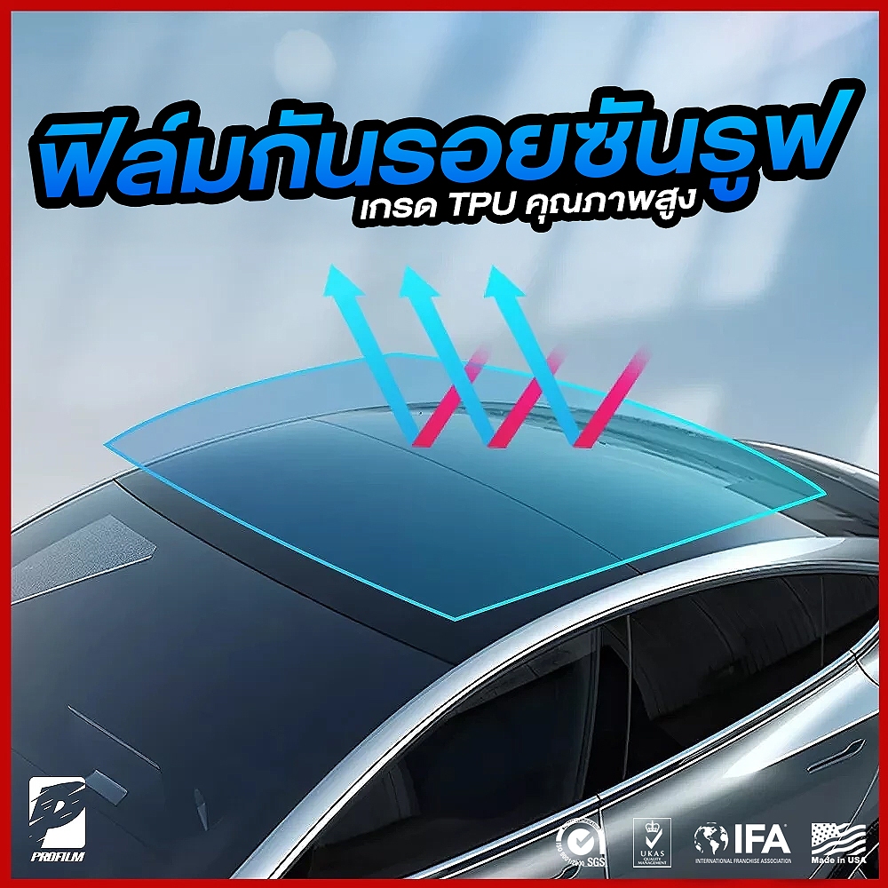 ฟิล์มกันรอยกระจก TPU Sunroof ที่ลดความร้อนได้ กันรอย กันความร้อน ป้องกันแตก เสริมความเข็งแรงกระจก