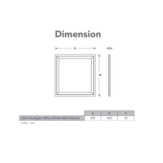 (ยกลัง ชุด 6 โคม) โคมไฟ ออฟฟิศ แอลอีดี ชนิดฝังฝ้า ขนาด 60x60ซม. ขนาด 40 วัตต์ แสงขาว 6500K