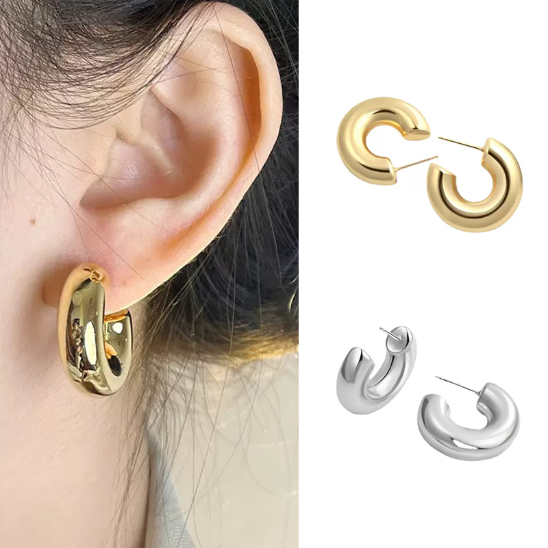 ขายดี ต่างหูทอง ต่างหูห่วง earring ประเภทซี หรูหรา jewelry ตุ้มหูห่วง accessories 92.5%เข็มเงิน