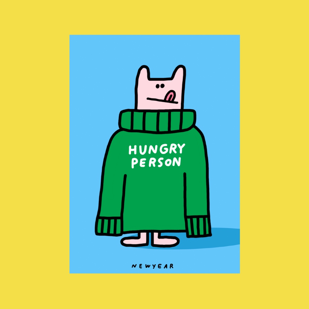Hungry Person Postcard โปสการ์ด ขนาด 5x7 นิ้ว